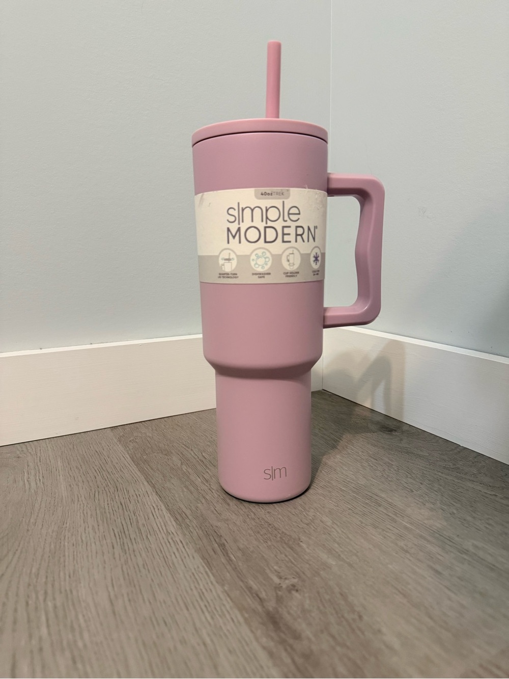 Purple Simple Modern Insulated Travel Tumbler with Handle and Straw